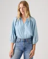 Levi's Plus Size Relaxed-fit Button-front Top In Blue