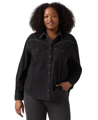 Levi's Plus Size Sawyer Western Pocket Detail Shirt In Black
