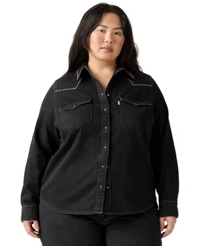 Levi's Plus Size Ultimate Western Denim Button-up Shirt In Black