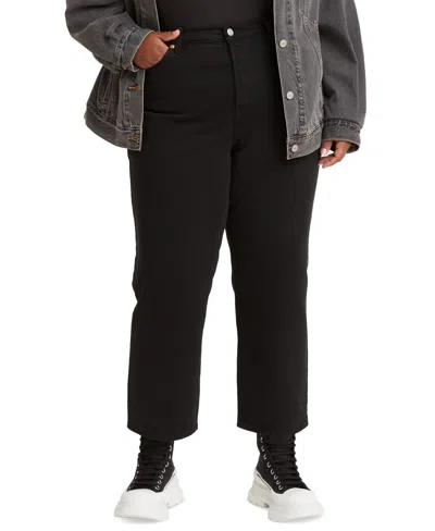 Levi's Plus Size Wedgie High-rise Straight-leg Jeans In Black