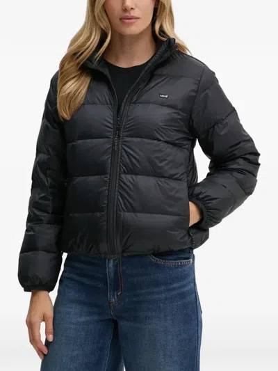 Levi's Polly Packable Quilted Logo-patch Jacket In Black