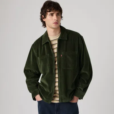 Levi's Ports Boxy Zip Up Overshirt In Green