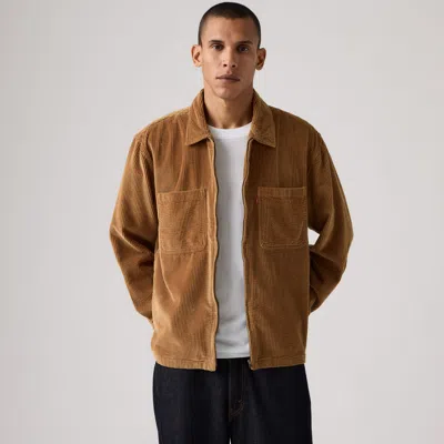 Levi's Ports Boxy Zip Up Overshirt In Brown