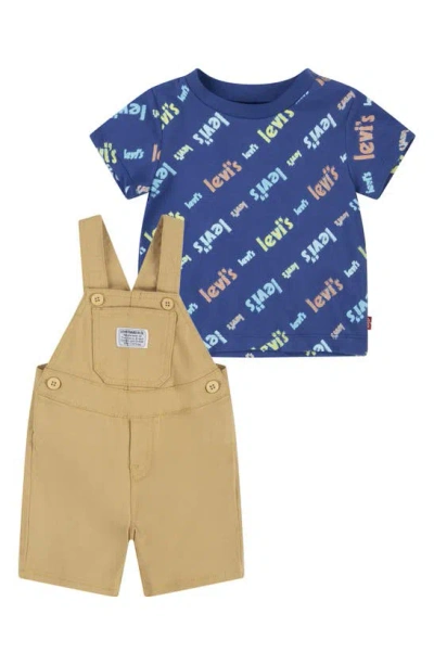 Levi's® Babies'  Poster Logo T-shirt & Overalls Set In True Navy