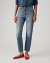 Levi's Premium 501 Crop Jeans Womens Blue Denim Cotton Straight Leg Buu545 In Blue