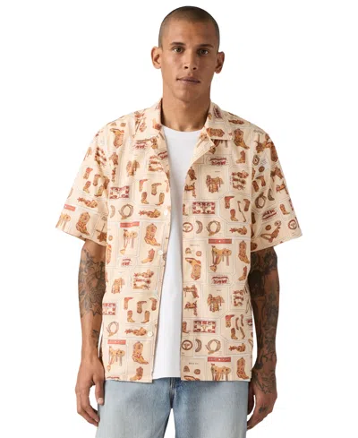 Levi's Premium Men's Short-sleeve Camp Collar Shirt In Pink