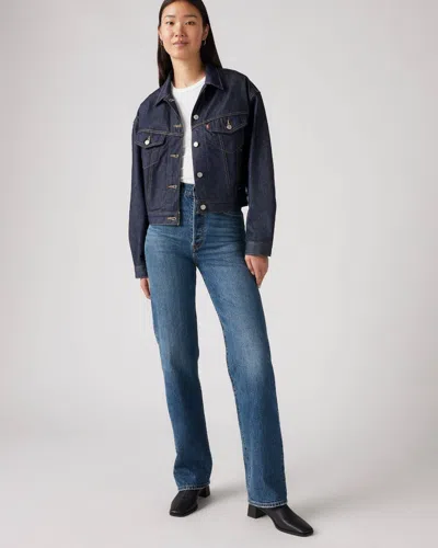 Levi's Premium Ribcage Jeans Women's Blue Denim Straight Leg Retro Ddr598