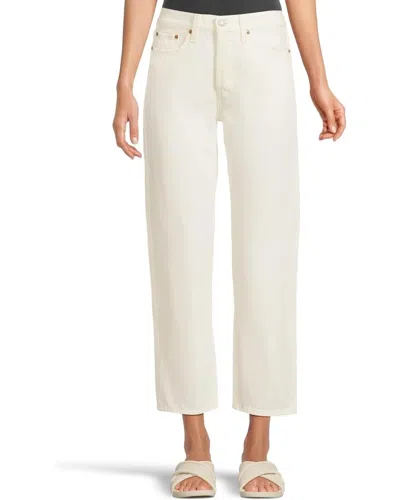 Levi's Premium Wedgie Cropped Jeans Women White Denim Straight Leg Gbo3280 In Beige