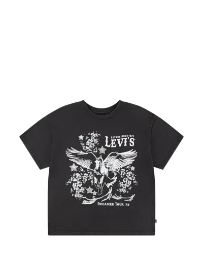 Levi's Kids' Print-detail Crew Neck T-shirt In Black