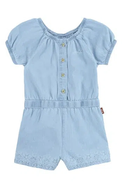 Levi's® Babies'  Puff Sleeve Denim Romper In Blue