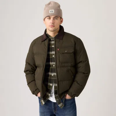 Levi's Quilted Depot Jacket With Corduroy Collar In Green