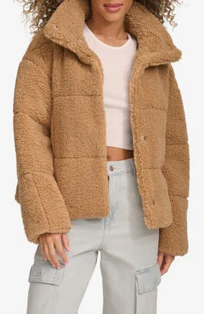 Levi's ® Quilted Faux Fur Short Teddy Jacket In Chestnut