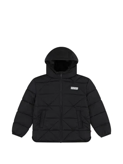 Levi's Kids' Quilted Hooded Jacket In Black