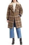 LEVI'S® LEVI'S® QUILTED PLAID DOUBLE BREASTED COAT WITH HIGH PILE FLEECE COLLAR