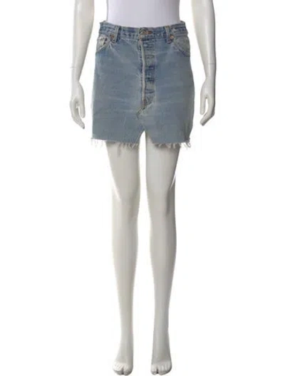 Pre-owned Levi's Raw-edge Trim Mini Skirt In Blue
