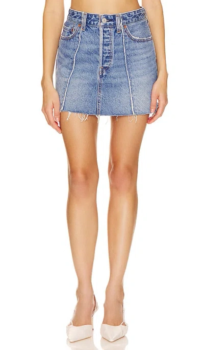Levi's Recrafted Icon Skirt In Antigone Stripe Chalk Pink