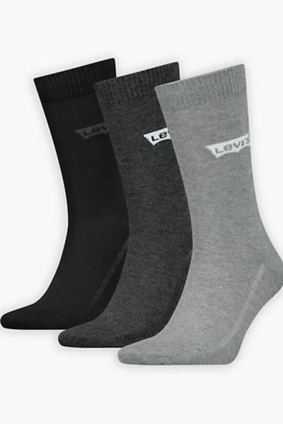 Levi's Regular Cut Batwing Logo Recycled Cotton Socks 3 Pack In Gray