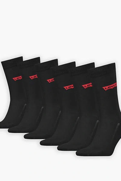 Levi's Regular Cut Batwing Logo Socks 6 Pack In Black
