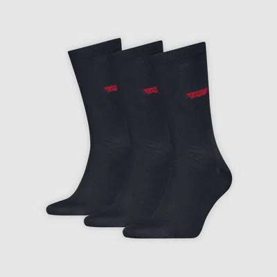 Levi's Regular Cut Batwing Socks 3 Pack In Black