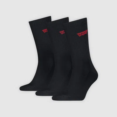 Levi's Regular Cut Batwing Sport Socks 3 Pack In Black