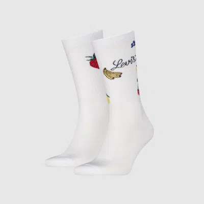 Levi's Regular Cut Fruit Socks 2 Pack In White