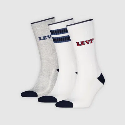 Levi's Regular Cut Sport Socks 3 Pack In Gray