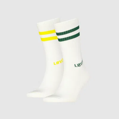Levi's Regular Cut Sport Stripe Socks 2 Pack In White