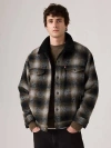 Levi's Relaxed Fit Plaid Sherpa Trucker Jacket In Brown