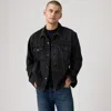 Levi's Relaxed Fit Faux Shearling Lined Denim Trucker Jacket In Black