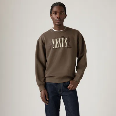 Levi's Relaxed Graphic Crewneck Sweatshirt In Brown