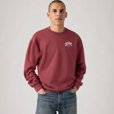 Levi's Relaxed Graphic Crewneck Sweatshirt In Burgundy