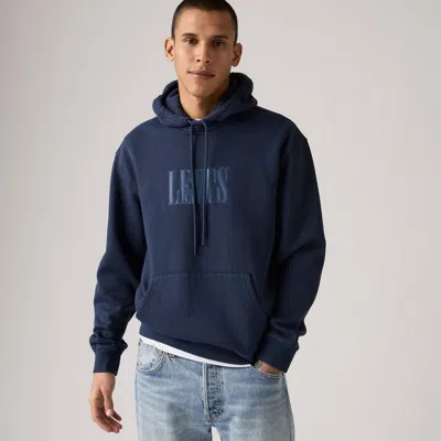 Levi's Relaxed Graphic Hoodie Sweatshirt In Navy