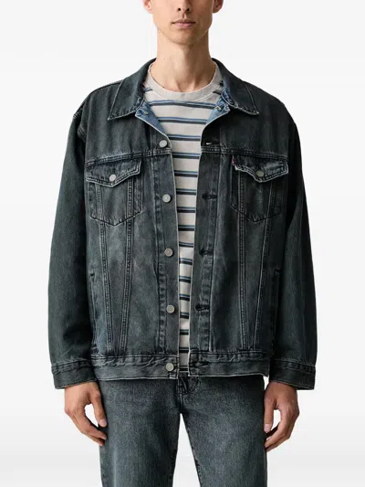 Levi's Relaxed Trucker Faded Denim Jacket In Gray