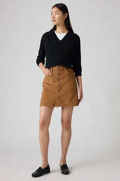 Levi's Retro Button Front Skirt In Brown