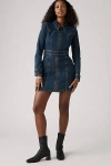Levi's Retro Long Sleeve Denim Minidress In Blue