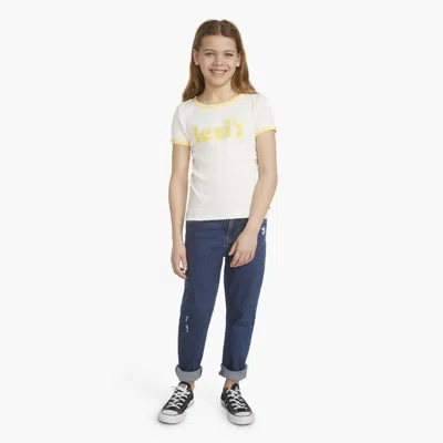 Levi's Ribbed Ringer Logo Top Big Girls S-xl M In White