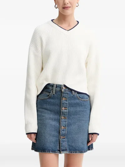 Levi's Ribbed-knit V-neck Sweater In White