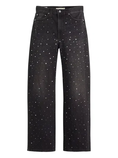 Levi's Ribcage Crystal-embellished Jeans In Black