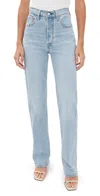 Levi's Ribcage Full Length Jeans Blasted Stone Clean In Blue