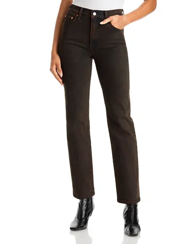 Levi's Ribcage High Rise Slim Jeans In Over A Cup In Black