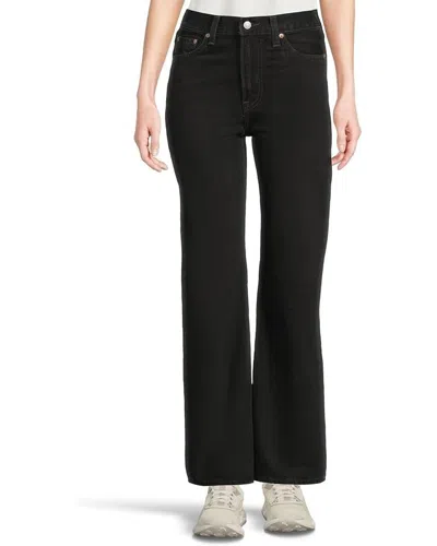 Levi's Ribcage Jeans Women's Rosie Posie Denim Dark Wash Wide Leg Ddr124 In Black