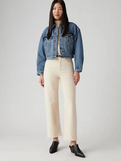 Levi's Ribcage Straight Ankle Corduroy Women's Pants 27x27 In White Swan