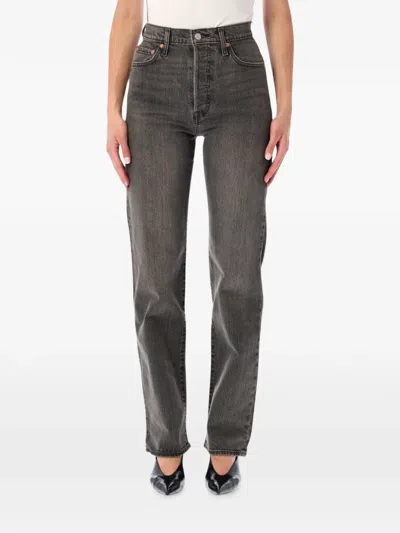 Levi's High-rise Straight-leg Jeans In Black