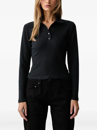 Levi's Rory Ribbed-knit Long-sleeve Polo Shirt In Black