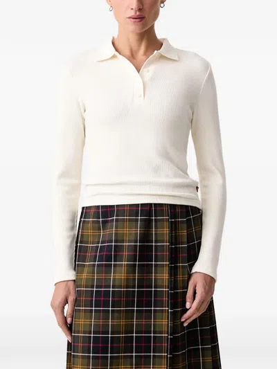 Levi's Rory Ribbed-knit Long-sleeve Polo Shirt In Neutrals