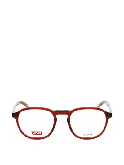 Levi's Round-frame Glasses In Burgundy