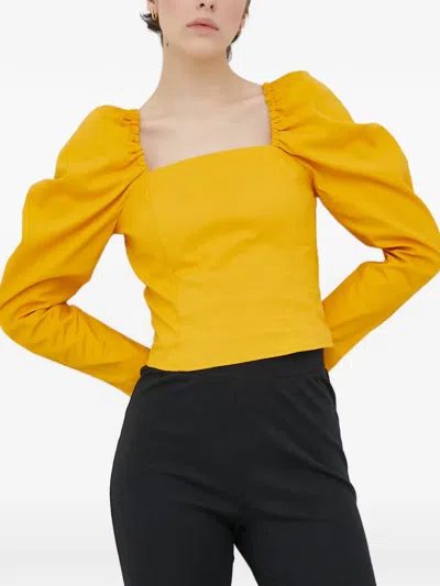 Levi's Ruched Puff Sleeve Top In Yellow