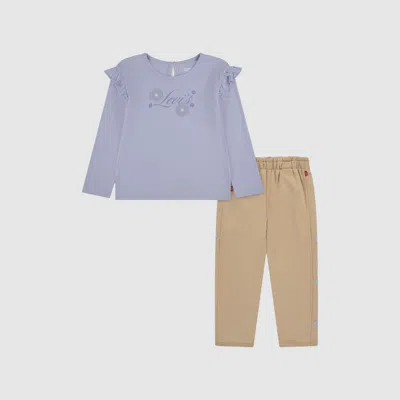 Levi's Ruffle Knit Top & Fleece Pants Set Little Girls 4-6x 4 In Multi