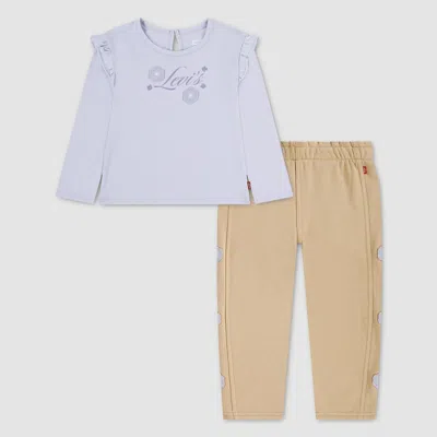 Levi's Ruffle Knit Top & Fleece Pants Set Toddler Girls 2t-4t 2t In Multi
