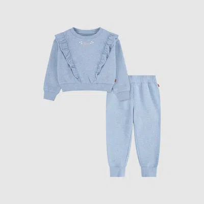 Levi's Ruffled Crew Joggers Toddler Girls 2t-4t Sweatshirt 2t In Blue